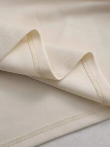 GlowEve Autumn/Winter New Elegant Stand Collar Pleated Asymmetrical Metal Button Design Women's One-Piece - Apricot - View 8