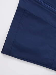 TaskEZ جاكيت زي طبي أزرق داكن بأكمام طويلة وسحاب وياقة دائرية وجيب كبير، عملي ومريح للاستخدام اليومي - أزرق بحري - مشاهدة 3