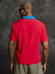 Transformers X SHEIN Men's Colorblock Casual Short Sleeve Shirt For Daily Wear - Red - View 2