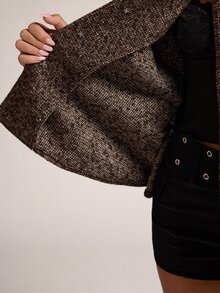 SHEIN BAE 秋冬優雅通勤披肩袖繫帶夾克 - 棕色 - 查看 7