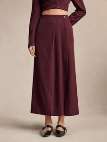 BizChic Women's Solid Color Casual Versatile Daily Skirt - Burgundy - View 3