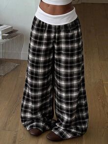 Tween Girl Tween Girl Tween Girl Colorblock Pleated Casual Versatile Daily Wear Wide Leg Sweatpants - Black - View 1