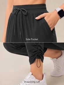 OutZeal Women Sports Pants Casual Work Quick-Dry Elastic Waist Adjustable Hem Cropped Trousers - Dark Grey - View 5
