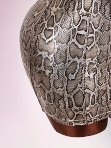 Amplova Women's Sexy Snake Print Bodycon Dress - Brown - View 8