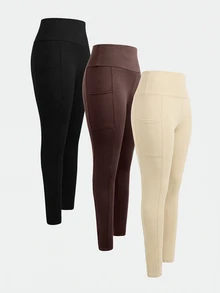 SHEIN Girlism Surprise Box [Random 6pcs Items, Send 3 Items]Teen Girls Knit Solid Color High Waist Sports Yoga Cycling Shorts, Phone Bag, 3 Pieces Set - Multicolor - View 1