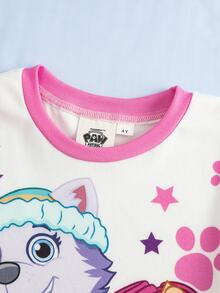 SHEIN | PAW Patrol 女童圓領長袖上衣與長褲居家休閒套裝 - 粉色 - 查看 3
