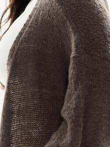 MUSERA Grey Plus Size Ballon Sleeve Maxi Length Cardigan Knitwear Casual Cool Fall Winter Autumn - Grey - View 6