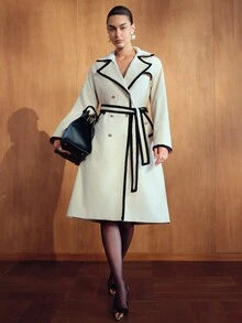 MOTF PREMIUM FASHIONABLE LOOSE CASUAL COMMUTER WOMEN'S TRENCH COAT - Apricot - View 2