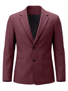 Manfinity Bizformal بدلة رجالية بتصميم نظيف وبسيط ومريح، جاكيت بجيوب مزينة بخطوط عنابية، ملابس كاجوال للتنقل اليومي - عنابي اللون - مشاهدة 3