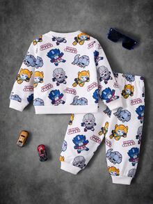 Transformers X SHEIN Baby Boy Crew Neck Long Sleeve Sweatshirt And Sweatpants Set Gen - Apricot - View 2
