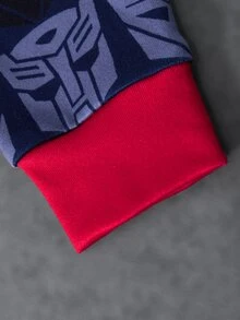 Transformers X SHEIN Young Boy Colorblock Short Sleeve Top And Long Pants Casual Daily Home Sleepwear Set - Black - View 7