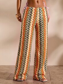 Opulessa Women's Colorful Striped Straight Leg Cover-Up Pants For Vacation - Multicolor - View 4