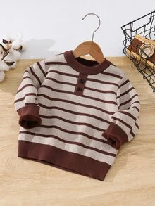 SHEIN Little Byeori 兒童小男孩休閒軟舒適保暖內裡厚針織套裝，適合秋冬、學校、家庭聚會、度假、派對，秋季穿搭、冬季穿搭，男孩兒童套裝 - 彩色 - 查看 2