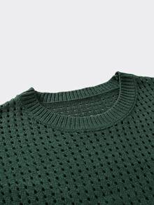 Manfinity LEGND Men's Colorblock Crew Neck Short Sleeve Casual Knit Top - Dark Green - View 5