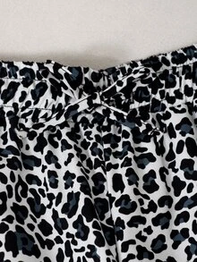 Children's New Vintage Style Long Wide Leg Pants, Fall Clothes, Slim Black Leopard Print, Straight Tapered Slim Fit, Drawstring Design - Multicolor - View 8