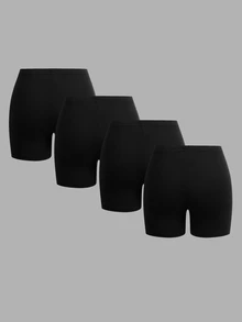 Tseoso Set Legging Pendek Kasual Wanita 4 Potong Multi-Warna, 95% Katun - Hitam - View 2