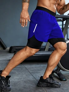 Gym Rark Men's Colorblock Casual Daily Travel Sports Shorts - Blue - View 3