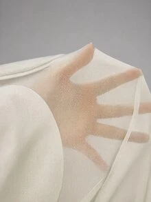 LYSMO 女款網格拼接休閒百搭日常穿著連身衣 - 杏色 - 查看 7
