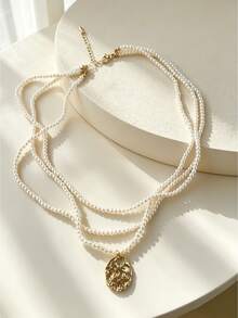 Livesso Women's Multi-Layer Necklace Suitable For Daily Wear - Gold - View 3