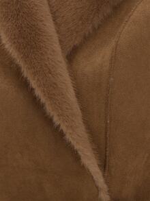 MUSEYN Beige Faux Fur Suede Maxi Coat Cosy Versatile Everyday Casual Fall - Khaki - View 8
