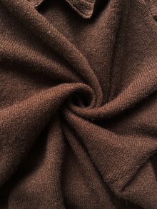 Vionelle Plus Size Women's Lace V-Neck Criss-Cross Wrap Knit Top Side Ruched Button Waist Long Sleeve Slim Fit Undershirt Party Formal Brown Autumn Elegant - Coffee Brown - View 8