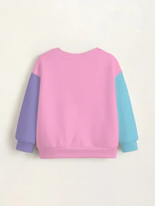 LOONEY TUNES X SHEIN Young Girl Cartoon Print Round Neck Long Sleeve Casual Sweatshirt - White - View 8
