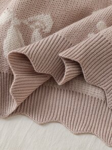 Casual Jacquard Bow Pattern Young Girl) Sweater Set - Camel - View 9