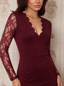Amorya Women's Sexy Elegant Lace Patchwork Dress Night Out Cocktail Date Night Autumn - Black - View 3