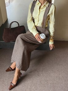DAZY Women's Autumn Casual Plaid Suspenders Skirt - Khaki - View 6