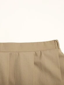 Tween Girls Tween Girl Khaki Casual Pleated Skirt, Formal Occasion, Back To School, Everyday Versatile - Khaki - View 6