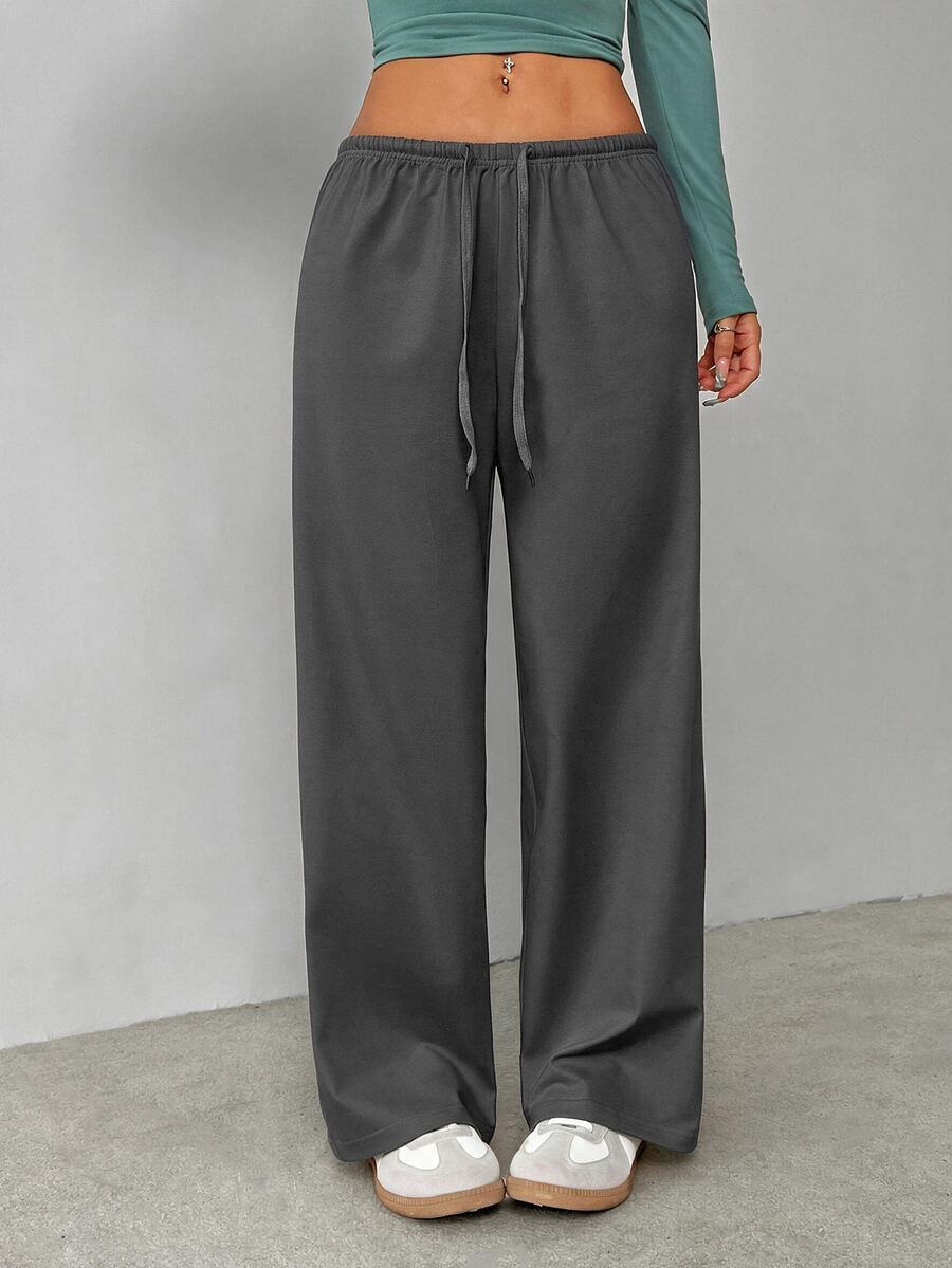 SHEIN PETITE Soft White Knitted Home Pants, Loose Pant - Flint Stone - View 1