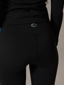 Musera Sport High Rise Contrast Colour Side Panel Soft Touch Fitted Flare Coord Legging Fall Autumn Winter Gym Active Pilates Motion - Black - View 6