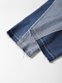 Tween Girl Y2K Grunge Punk Style Loose Fit Star Patchwork Colorblock Wide Leg Jeans, School, Streetwear - Medium Wash - View 5