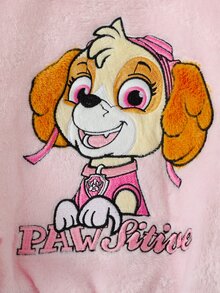 SHEIN | PAW Patrol GraphicGems 秋冬雙面法蘭絨女童幼兒居家服 2 件套，可愛卡通聯名印花圖案，精緻小狗刺繡，粉色長袖上衣搭配滿版小狗印花長褲 - 粉色 - 查看 5