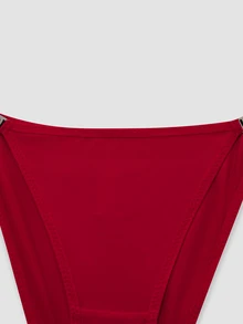 Chillnights Women's Letter Print Colorblock Spaghetti Strap Bra And Triangle Panty Lingerie Set - Red - View 4