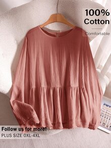 CosyJoli Plus Size Women's Lace Blouse, White Top, Spring/Summer Casual Women's Blouse Fall - Pink - View 1
