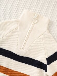 SHEIN 兒童小男孩秋冬森系翻領條紋毛衣套裝 - 彩色 - 查看 4