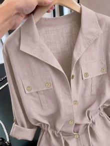 SHEIN Franclia Tops casuales de mujer, Chaquetas casuales de mujer, Abrigos casuales de mujer, Abrigos largos de fiesta de mujer, Ropa de abrigo casual de mujer, Ropa de abrigo para ir al trabajo de mujer, Chaquetas utilitarias casuales con cintura ceñida de mujer, Abrigos de invierno de mujer, Chaquetas casuales de mujer, Chaquetas de invierno de mujer, Camisas casuales de mujer - Caqui - Ver 3