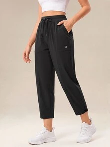 OutZeal Women Sports Pants Casual Work Quick-Dry Elastic Waist Adjustable Hem Cropped Trousers - Dark Grey - View 9