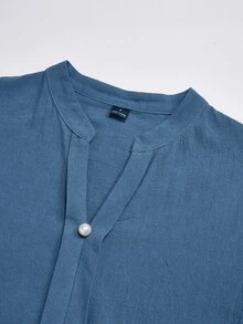 Miaspire Middle-Aged Women Casual Commute Solid Color Top - Dusty Blue - View 3