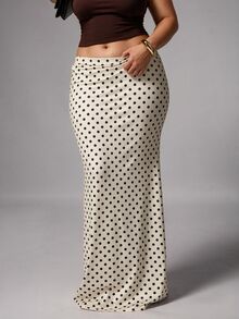 Elegantrix Plus Size Women's Polka Dot Casual Daily Skirt - Multicolor - View 3