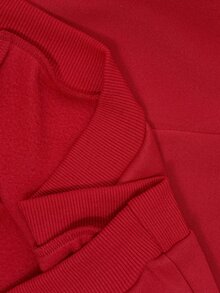 SHEIN Maternity Solid Color Crew Neck Long Sleeve Sweatshirt And Pants Casual 2 Pieces Set - Red - View 8