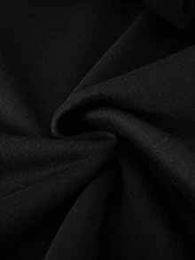 SHEIN 青少年女孩休閒緊身寬鬆口袋長袖抓絨內裡運動衫 時尚婚禮賓客派對 黑白配色 秋冬款 - 黑色 - 查看 8