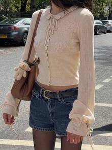 Livesso Women's Solid Color Casual Versatile Daily Cardigan - Apricot - View 4