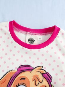 SHEIN | PAW Patrol 女童卡通印花長袖上衣與長褲休閒日常居家睡衣套裝 - 粉色 - 查看 3