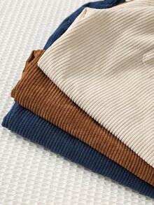SHEIN Kids Young Boy Autumn/Winter New Arrival, Casual Comfortable, Woven Corduroy Solid Color Loose Pants 3pcs Set, Suitable For Autumn/Winter Season - Multicolor - View 5