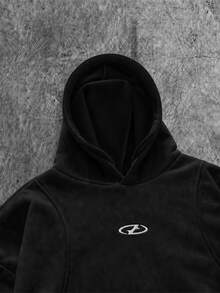 AXEPEAK Men's Fashion Embroidered Long Sleeve Hoodie, Versatile For Daily Wear - Black - View 5