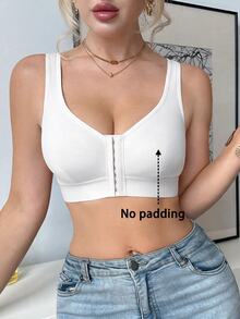SHEIN 5pcs/Set Women's Front Closure Wire-Free Bras - Multicolor - View 6