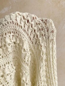 Soleia Women's Hollow Out Tassel Decor Knitted Dress For Vacation - Apricot - View 8