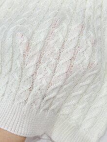 RosyDaze European Style Elegant Cable Knit Vest For Women, V-Neck Pearl Button Sleeveless Top With Collar, Versatile Commuter Wear - White - View 6